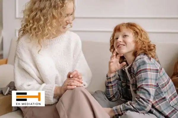 Happy mother and child after sorting child arrangements mediation Ilkeston
