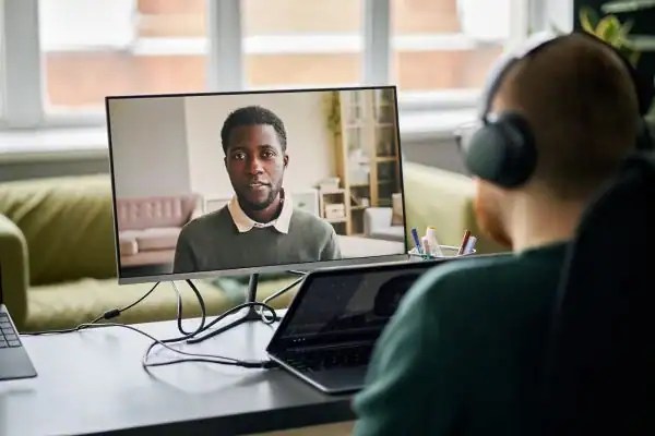Man attending online mediation Ilkeston MIAMS session